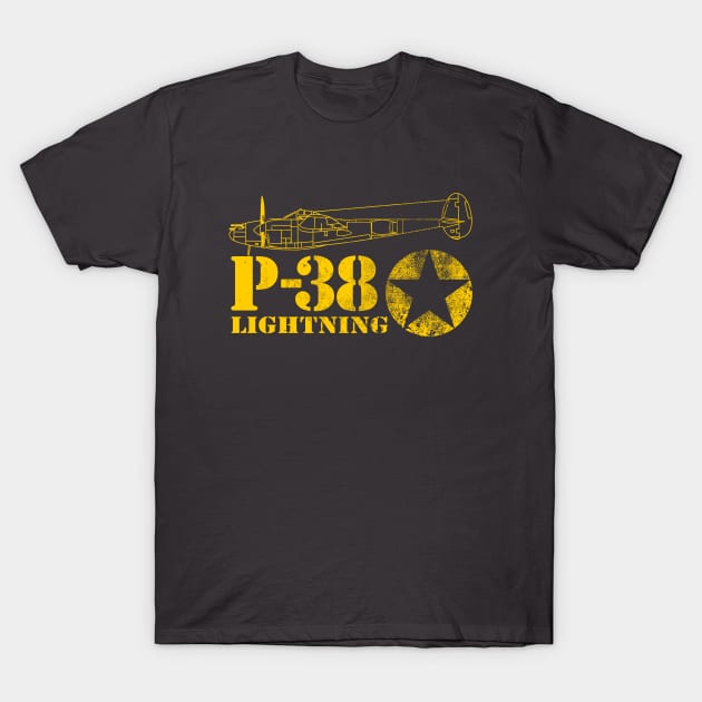 P-38 Lightning (distressed) T-Shirt by TCP